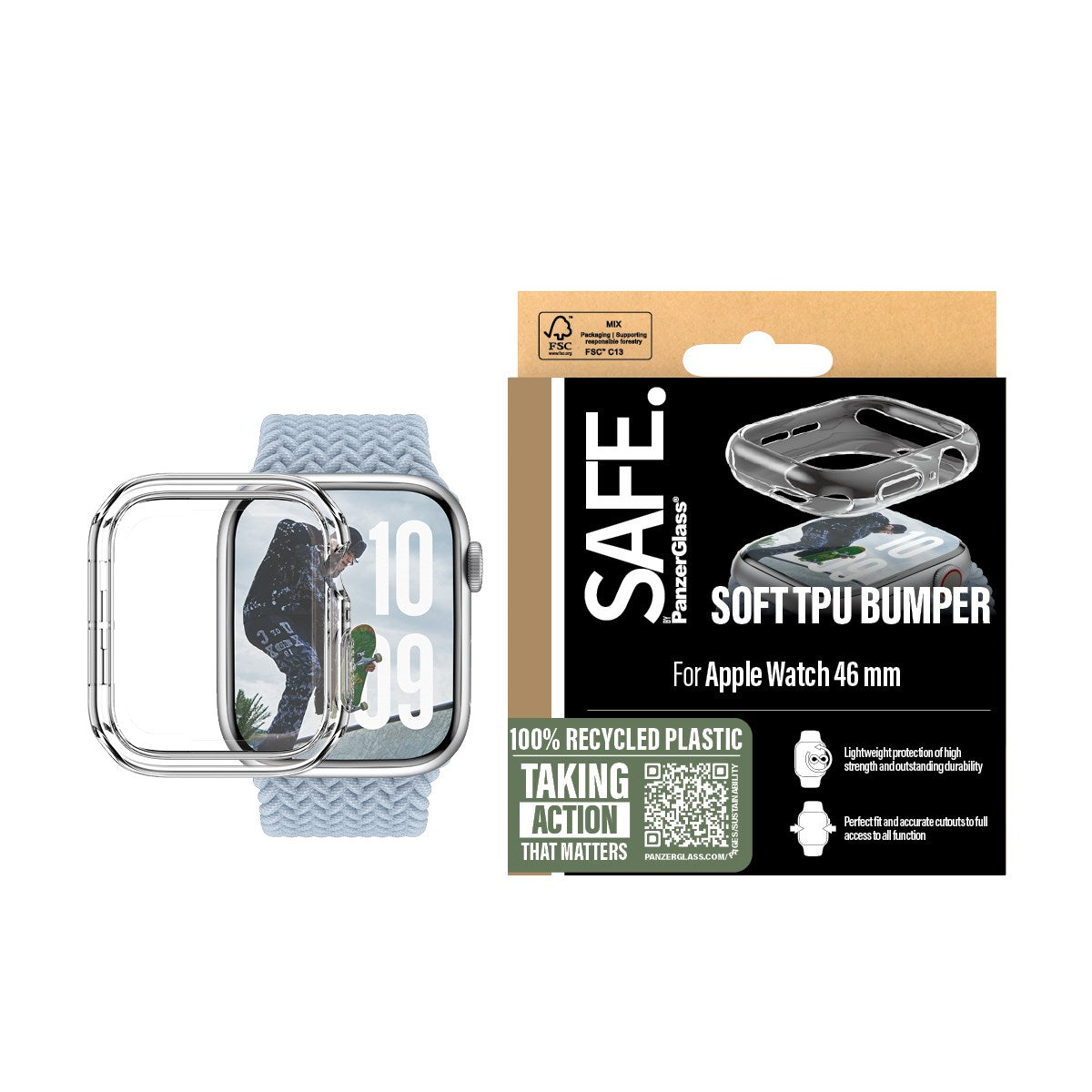 SAFE. by PanzerGlass® TPU Bumper Transparent Apple Watch Series 11 | 10 | 46mm